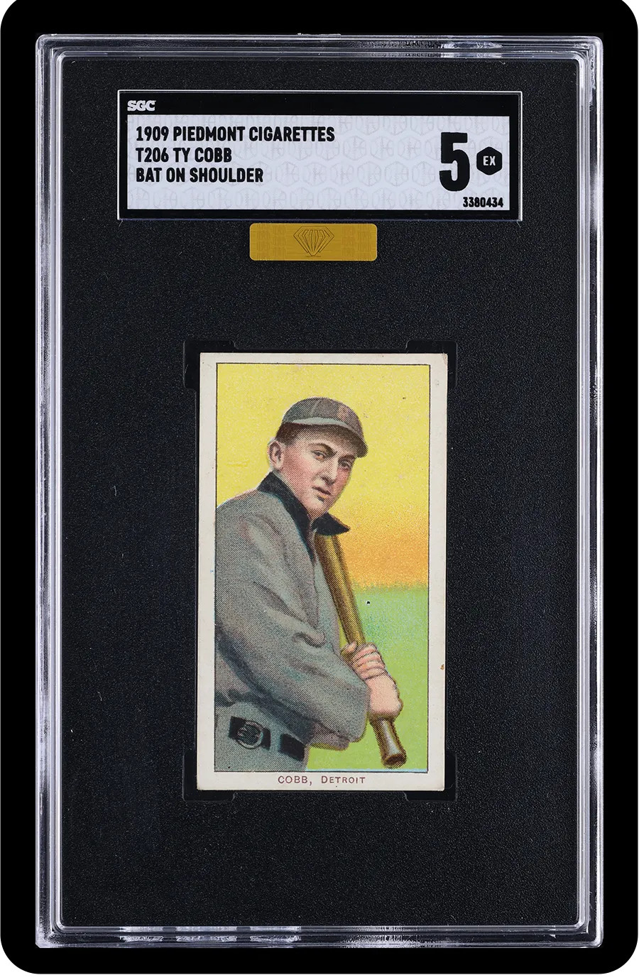 1909 Piedmont T206 Ty Cobb Bat On Shoulder Piedmont SGC 5 MBA gold top 5%