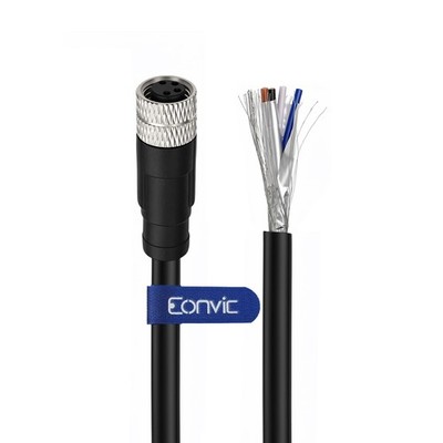 10M M8 4 Pin ACode Female To Open Connector Sensor Cable IP67 Cat 5e Shielded
