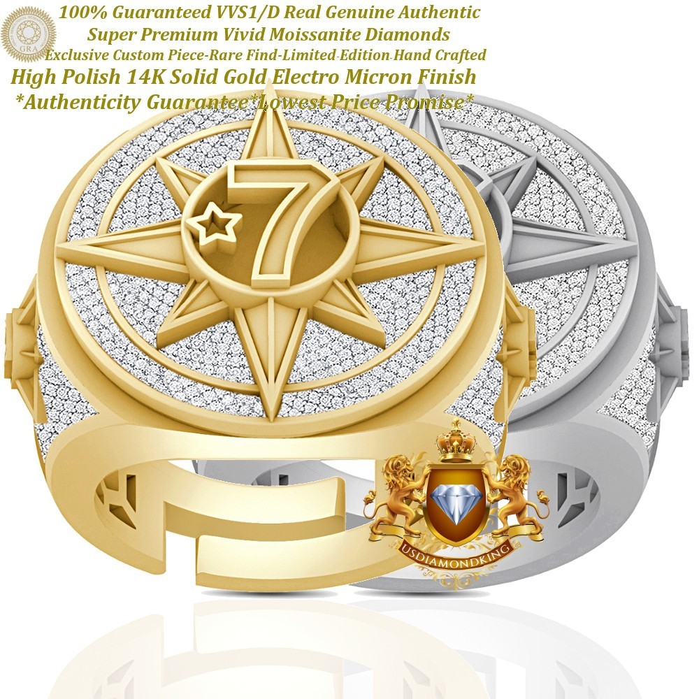 VVS1/D 2.76 Cwt. Moissanite Allah Five-Percent Nation Men's Ring