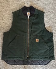 Carhartt Men's Vintage Quilt Lined Canva Spruce Green Arctic Vest Size XL