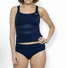 Nike Mesh Solid Edge Women's 2-Piece Tankini Swimsuit Set Blue Sz S NESS9366-440