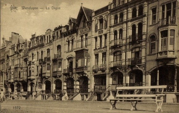 Cartolina Wenduine Wenduyne De Haan Fiandre Occidentali fila di case sulla diga 4649331