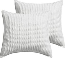 Mills Waffle Bright White Euro Sham Set - Two Euro Shams - Levtex Home