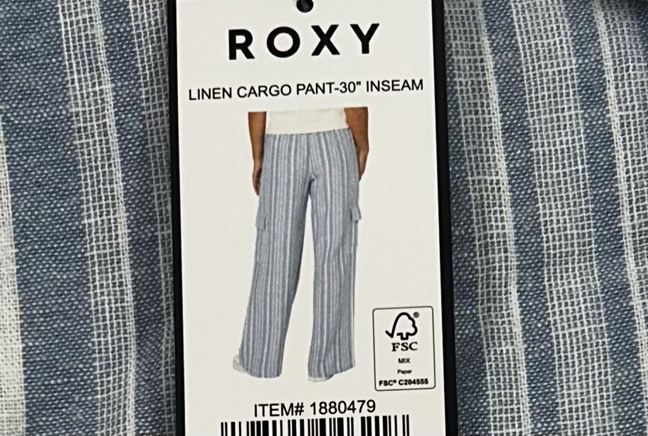 Roxy Women's Striped Cargo Pockets Pants, Blue, Size XS