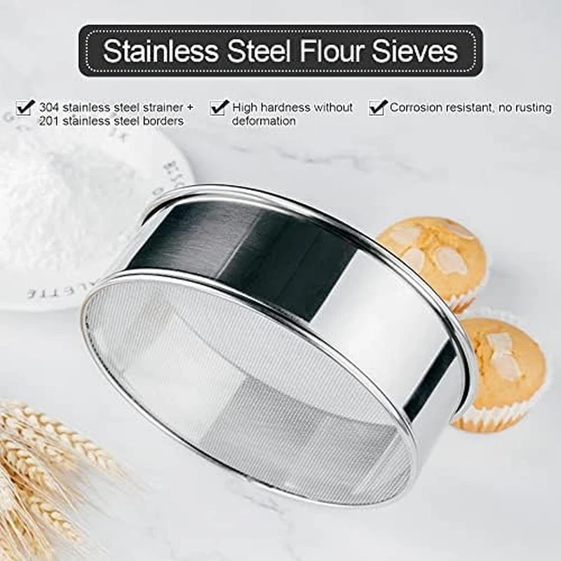 Setaccio per Farina in Acciaio Inox Da 30 Cm, Setaccio Rotondo a Rete, Setaccio - Immagine 4 di 4