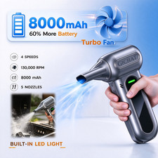 GICHAT Electric Handheld Air Blower Cordless Compressed Air Duster Turbo Jet Fan