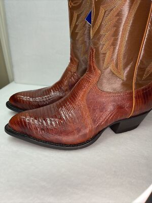 Tony Lama 8850 Exotic Collection Western Boot Peanut Brittle Teju
