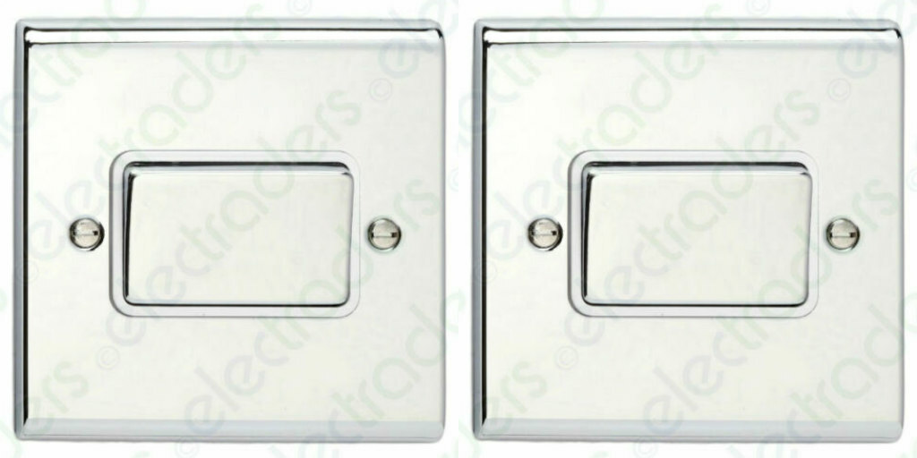 2 x Deta SD1247CHW Fan Isolator Switch Triple Pole Polished Chrome White Insert