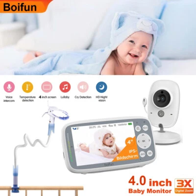 Boifun Babyphone mit Kamera 4 Zoll Video-Babyphone 1760mAh Akku,2-Wege-Gespräch