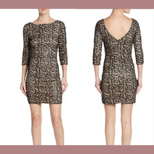 EUC Aidan Aidan Mattox Floral Lace Sequin Sheath Mini Dress [ SZ 4 ] #Q440