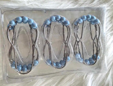 Shower Curtain Rings Powder Blue Beaded Easy Glide Stainless Steel 12pcs