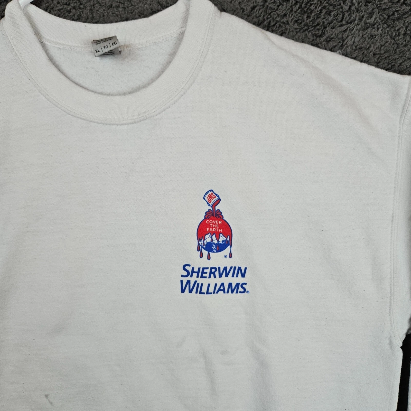 VETEMENTS Maglione Sherwin Williams Piinters XL felpa manica lunga bianco abbigliamento da lavoro