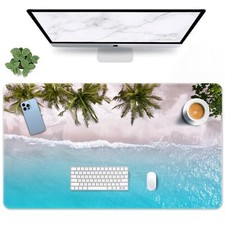 Blue Beach Mouse Pad Turquoise Ocean Mat Non-Slip Gaming Desk Pad 31.5"x15.7"