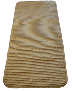 Rectangle Non-Slip Bath or Shower Mat with Suction Cups - Beige, Soft & Flexible