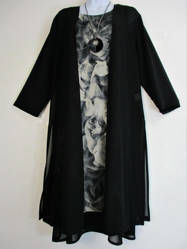 Saloos Black \u0026 Grey Lined Layered Dress 