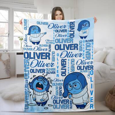 Personalized Sadness Watercolor Disney Pixar Inside Out Blanket, Disgust Anger