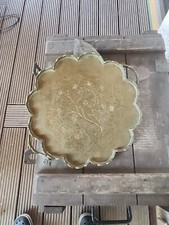 Altes Tablett  Messing Blumenform Deko Nostalgie 483M