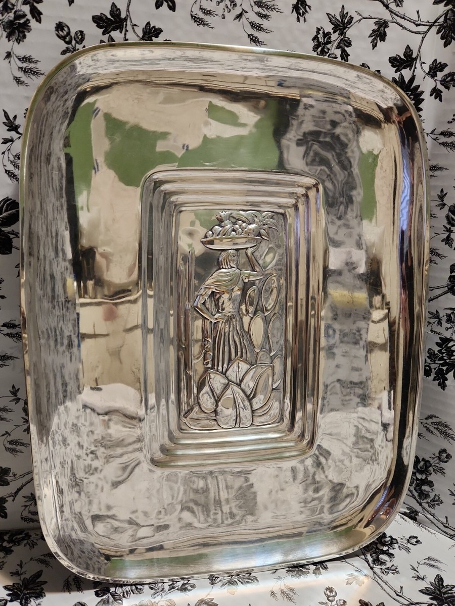 Tropical By International Silver Co. 8166 Large Silver Tray