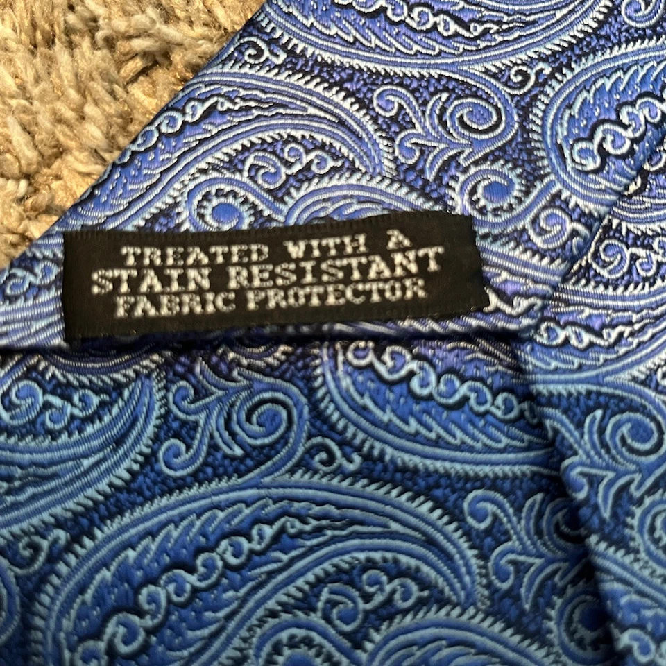 Corbata Eagle Shirtmakers para hombre 100 % seda hecha a mano negra azul cachemira Foto 3 de 4