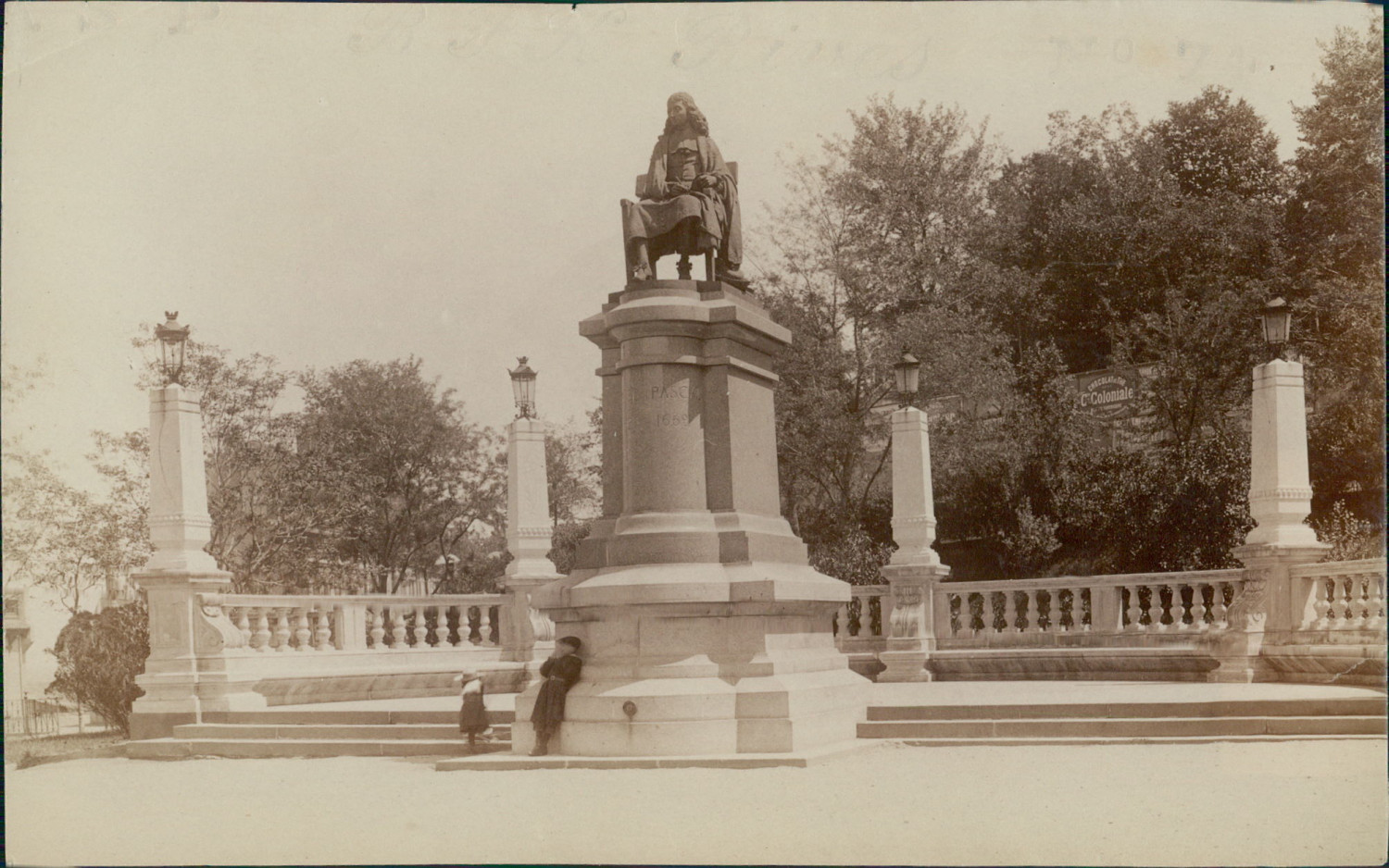 France, Clermont Ferrand, Monument de Blaise Pascal Vintage Albumen Print. Auve