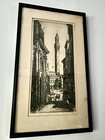 Sidney Tushingham “Torre del Mangia Street Scene" Drypoint Etching Signed/Framed — photo 7