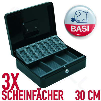 Geldkassette Geldkasse Münzbrett 30cm 3 Scheinfächer Geldbox 2 Schlüssel EGK100