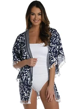 NWT- La Blanca 'Changing Tides' Kimono Swimsuit Cover-Up, Indigo - ONE SIZE