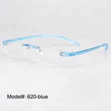 TR90 Ultralight Reading Glasses Mens Women Rimless Reader +0.50~4.00 Blue
