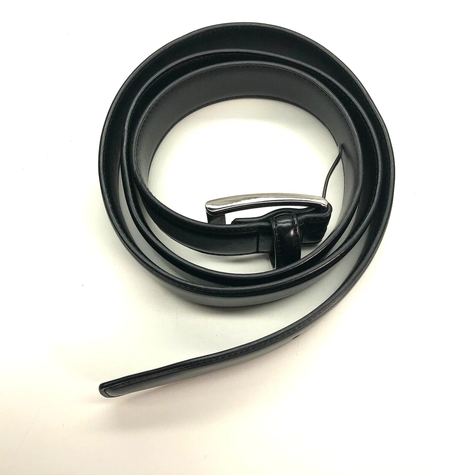 Cinturón de vestir negro sin marca para hombre talla XL 42-44 imitación cuero hebilla plateada 1 1/4" Foto 3 de 4