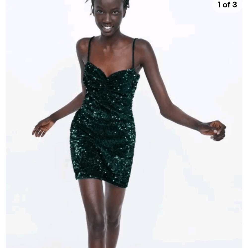 zara green sequin dress Zara