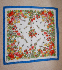 Vintage Jacqmar 30 X 30 Multicolor Floral Garden Square Scarf Stitched Edge