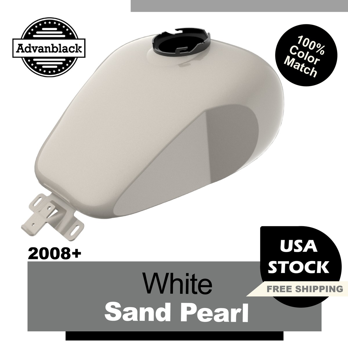 White Sand Pearl Holeshot Gas Tank with Knee Cutout For Harley