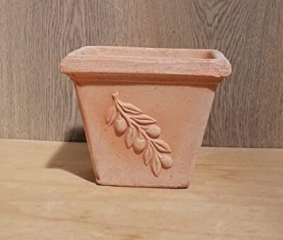 Blumentopf 18x18 cm m.Olivendekor Terracotta Garten Terrakotta Deko  Blumenkübel