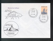 TT 22 - Timbre à date de Hammerfest - Norvège - 19-11-85- + 3 cachets APEA