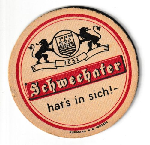 Alter Bierdeckel - Brauerei- Schwechater Ruhmann K.G. Wildon - Imagen 1 de 2