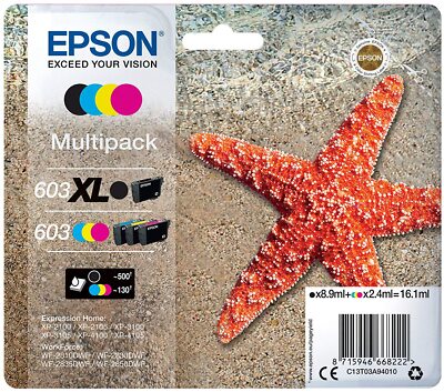 Original Epson 603XLBK 603CMY Seestern T03A940 Original 4er Set Tintenpatronen