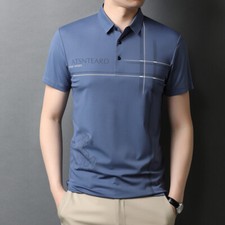 ZONBAILON Summer Men's Classic Versatile Plaid Loose Short Sleeve Polo Shirt