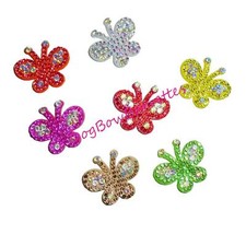 Puppy Bows rhinestone padded butterfly pet hair bow latex bands or barrette