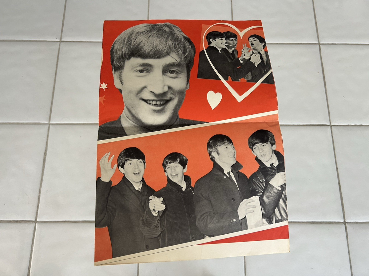 The Beatles Original 1964 HUGE Dell Color Banner Poster 52 1/2