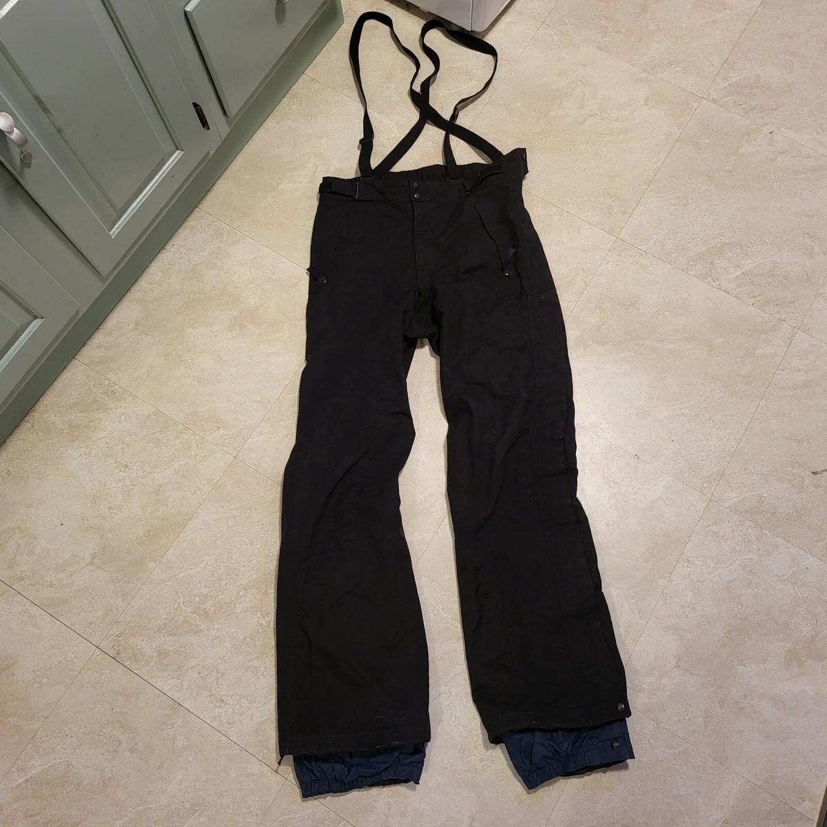 VTG Patagonia Black Side Zip Ski Snowboard Pants 34 Long Snow Winter 34x33