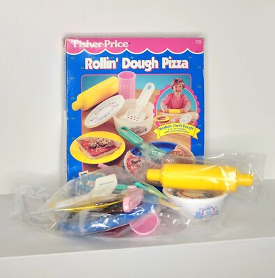 Vintage 1993 Pretend Kitchen Fisher Price Fun with Food Rollin' Dough Pizza 