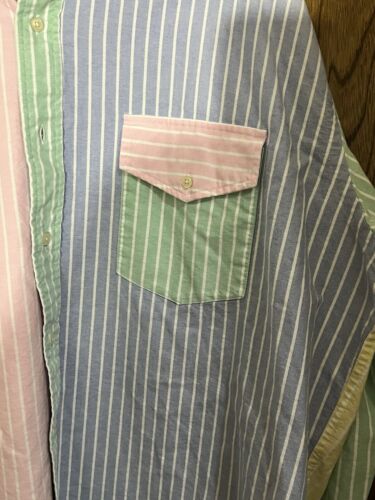 Polo Ralph Lauren uomo Oxford camicia divertente righe pastello grande e alta 2XLT Pasqua - Foto 6 di 6