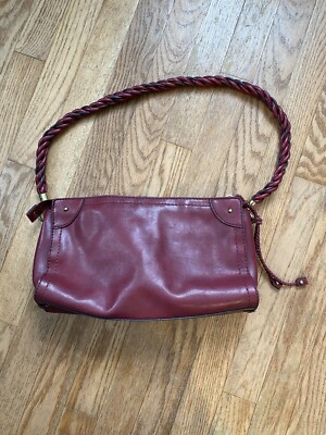 Relic Red Rectangular Purse Braid Strap Shoulder Handbag Leather Zip Pocket 