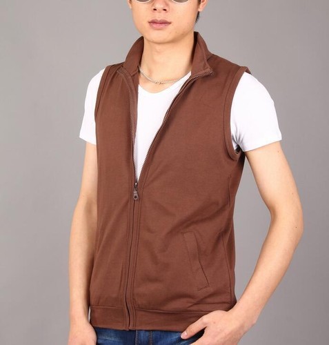 NUOVA linea uomo con cappuccio Gilet Chic Cotone Senza Maniche Corto Sport  Tempo Libero Cappotti ZIP coreano | eBay