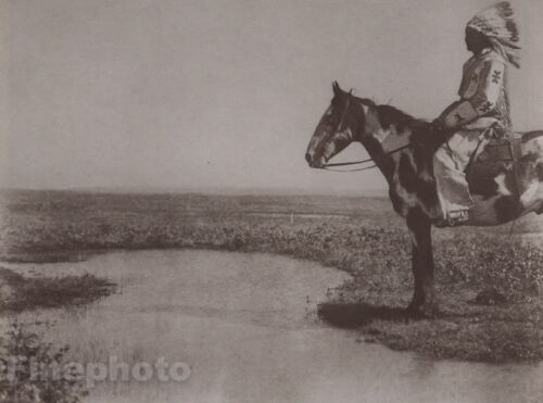 c1900/72 Edward Curtis fotograbado indio nativo americano jefe caballo arte fotográfico - Imagen 1 de 1