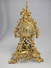 LARGE ANTIQUE FRENCH BRONZE ORMOLU MANTEL CLOCK LEROY & FILS
