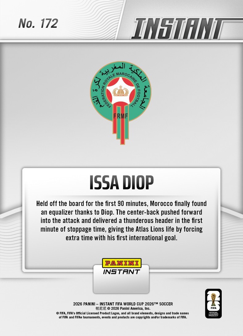 2026 Panini Instant FIFA World Cup Issa Diop #172 ~ Morocco ~ PR 66 view 2