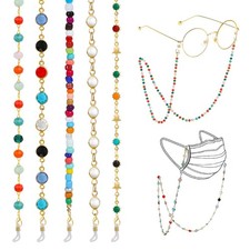 Hifot 5 Pack Glasses Chain for Women, Colorful Eyeglass Chains Crystal Beaded...