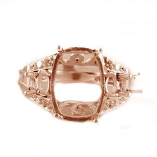 Semi Mount Cushion 10X14MM Faceted Cut Wedding Ring 925 Sterling Silver