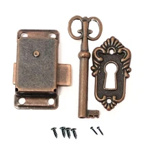 Furniture Cabinet Door Lock Set W/ Key Antique Drawer Wardrobe Lock Decoration'